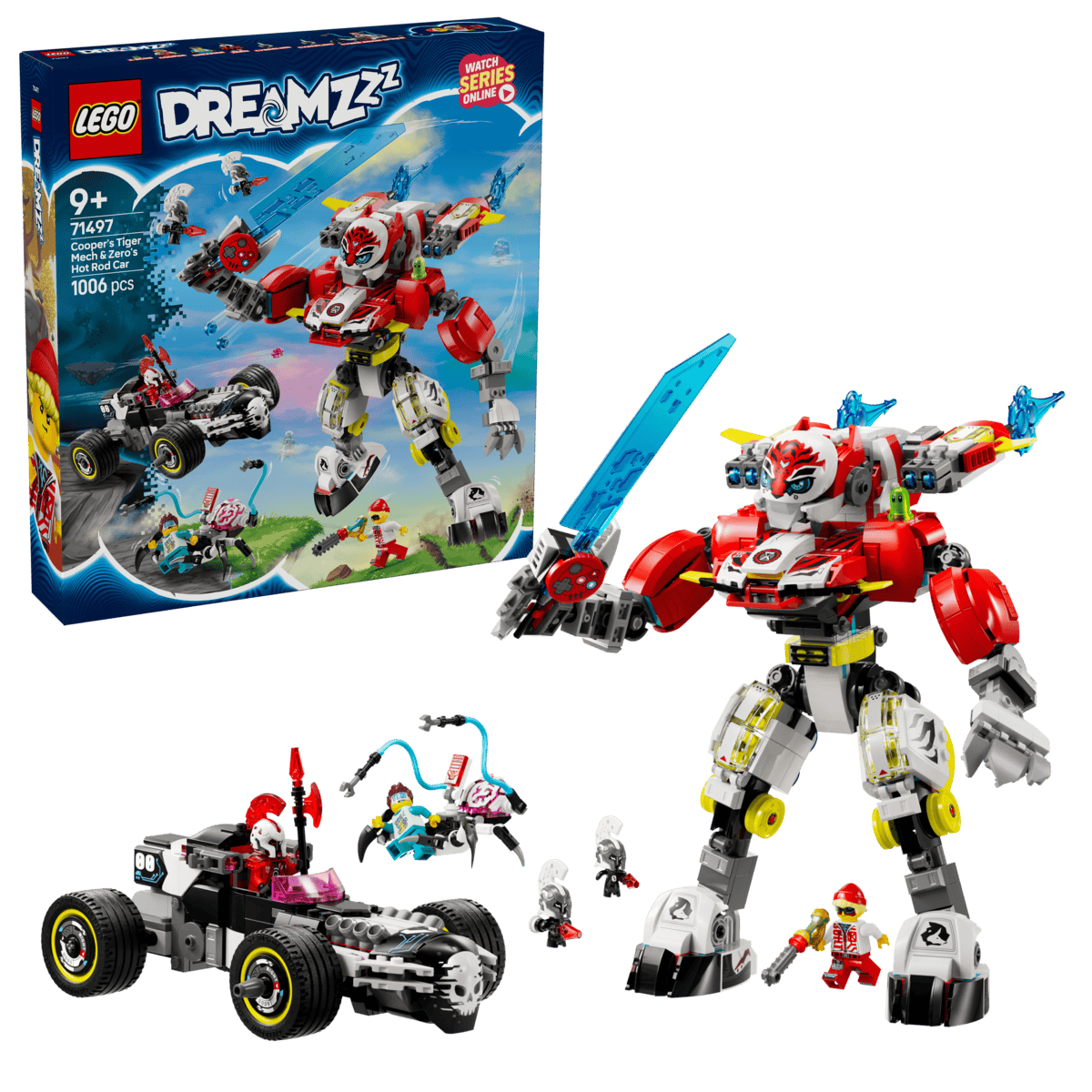 LEGO DREAMZzz 71497 Cooper's Tiger Mech & Zero's Hot Rod Car-1